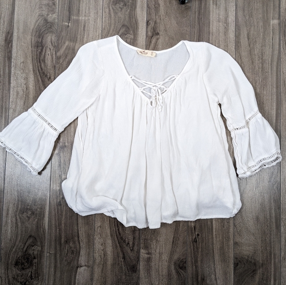 Hollister White Sheer Boho Blouse Extra Small - Picture 8 of 8